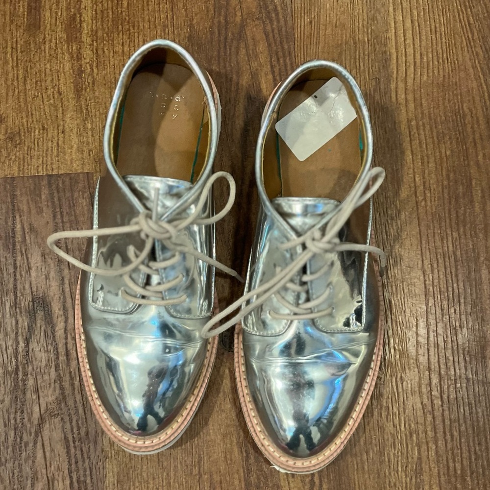 Silver platform brogues or oxfords